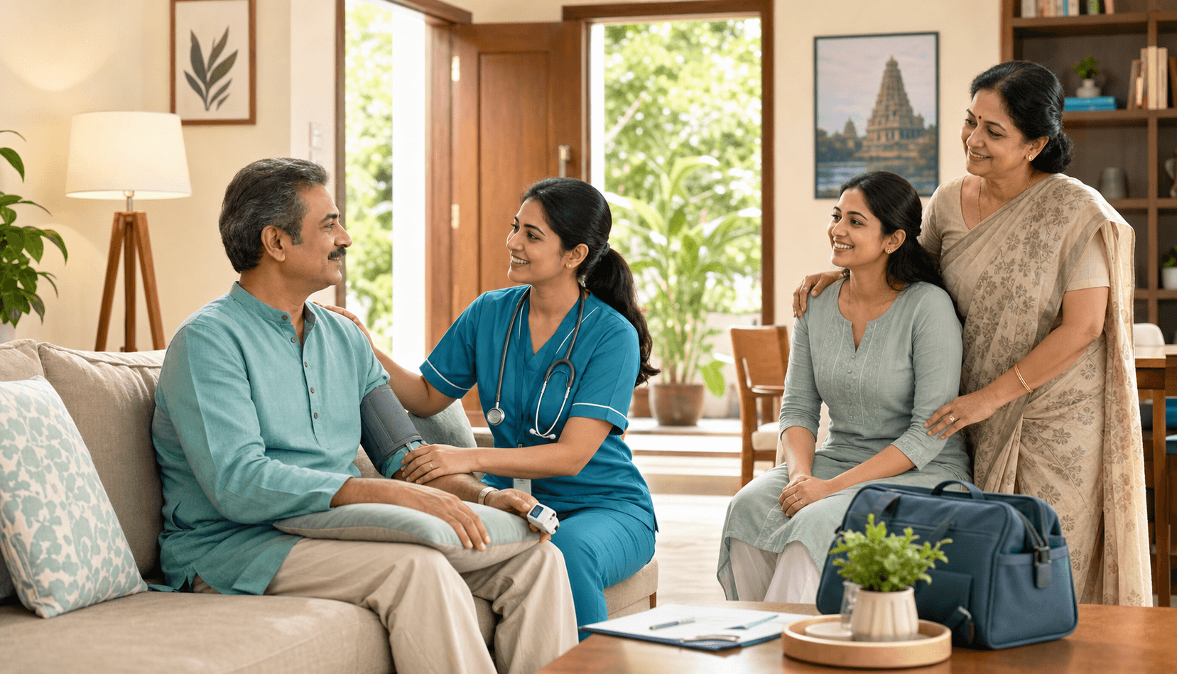 Narpavi nurse supporting a patient and family with home healthcare