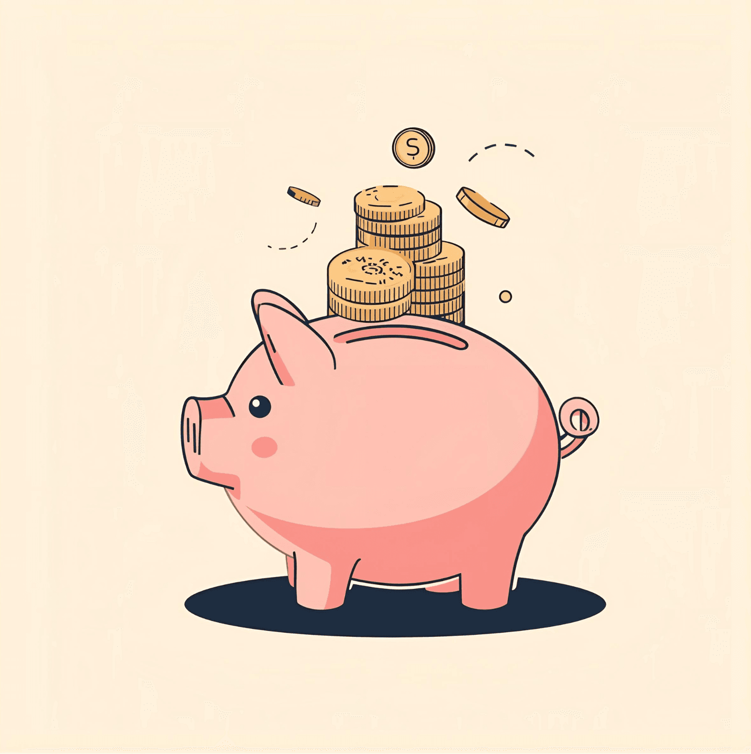 A savings illustration with a piggy bank