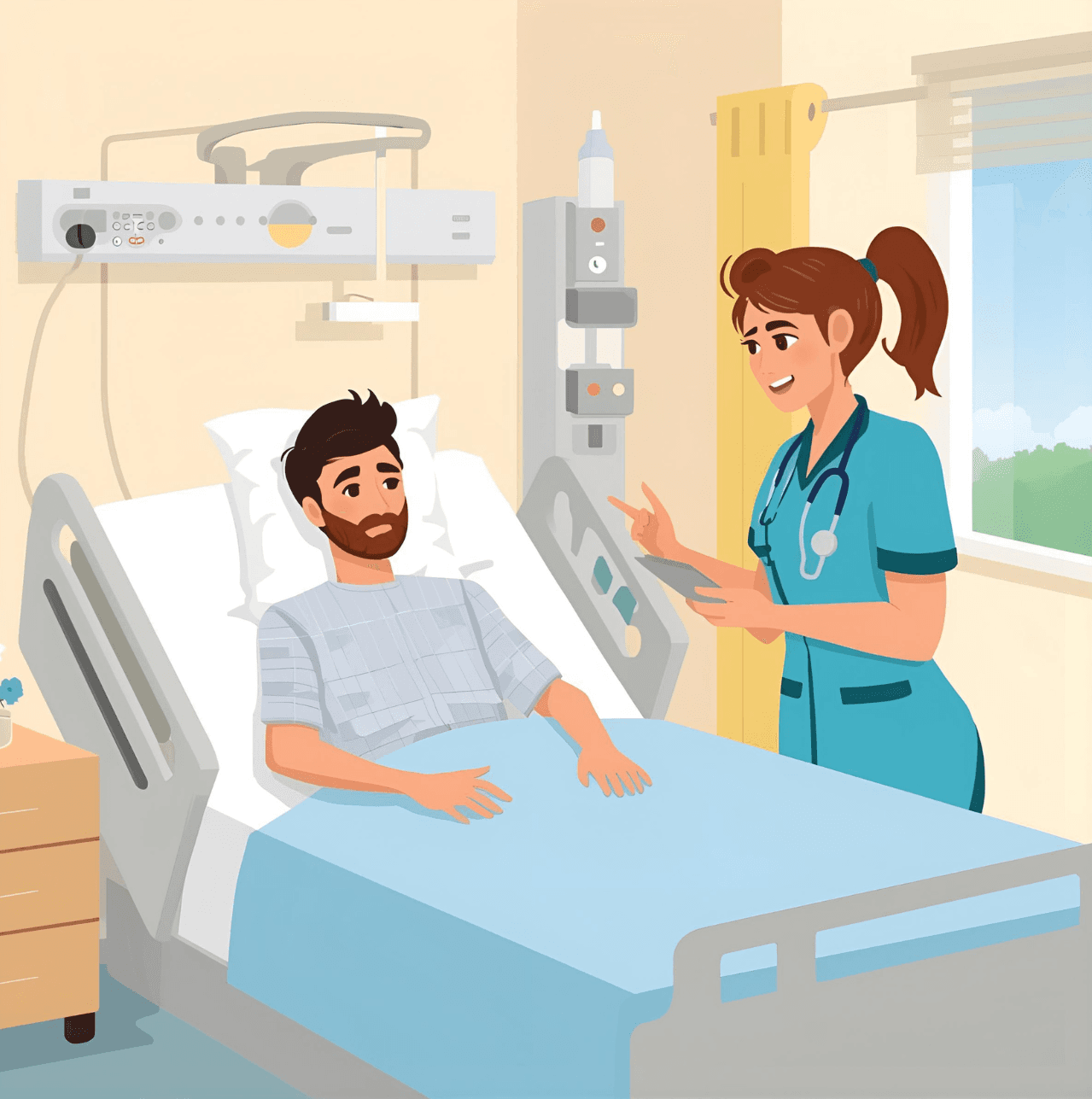 A nurse giving one-to-one attention to a patient