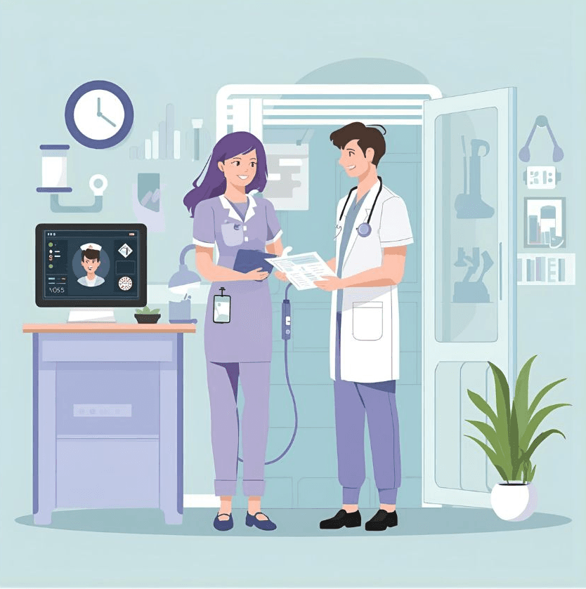 Healthcare professionals reviewing monitoring results
