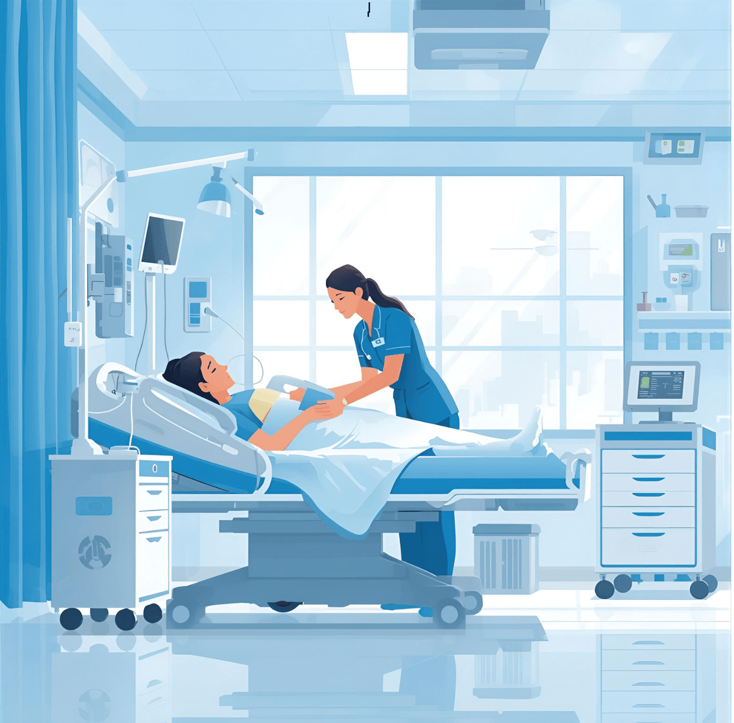 A patient receiving critical care support