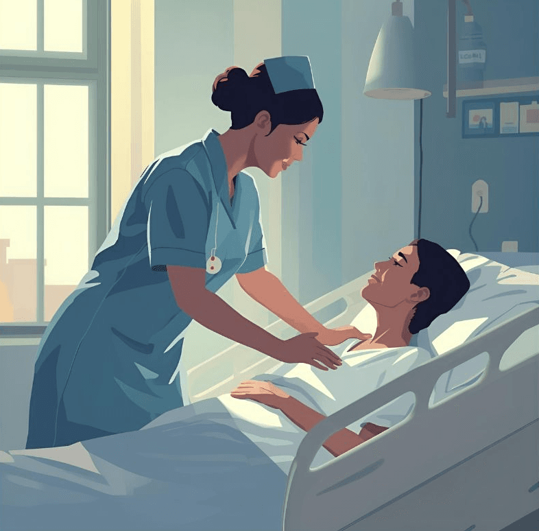 An older adult receiving bedside care