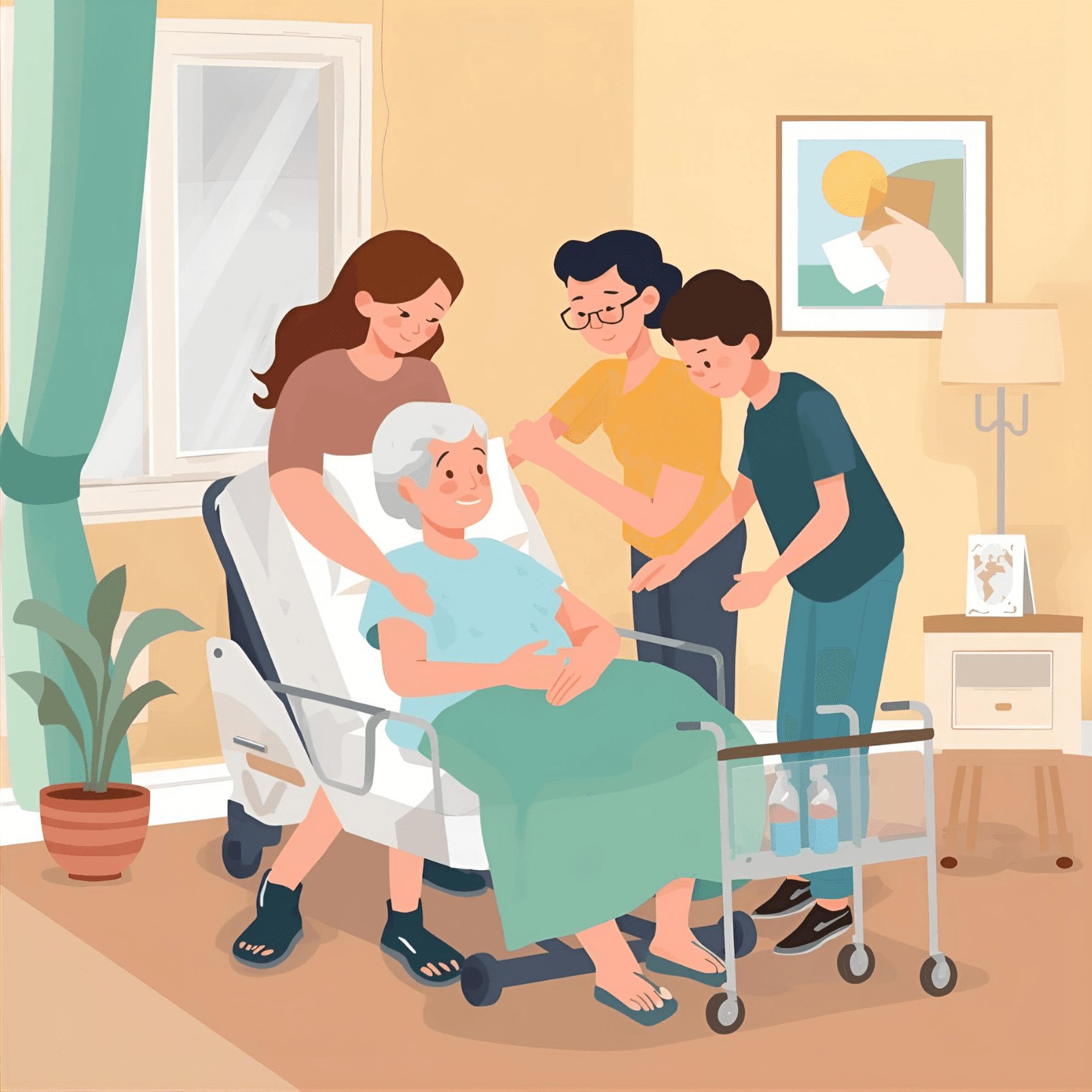 A family supporting a loved one at home