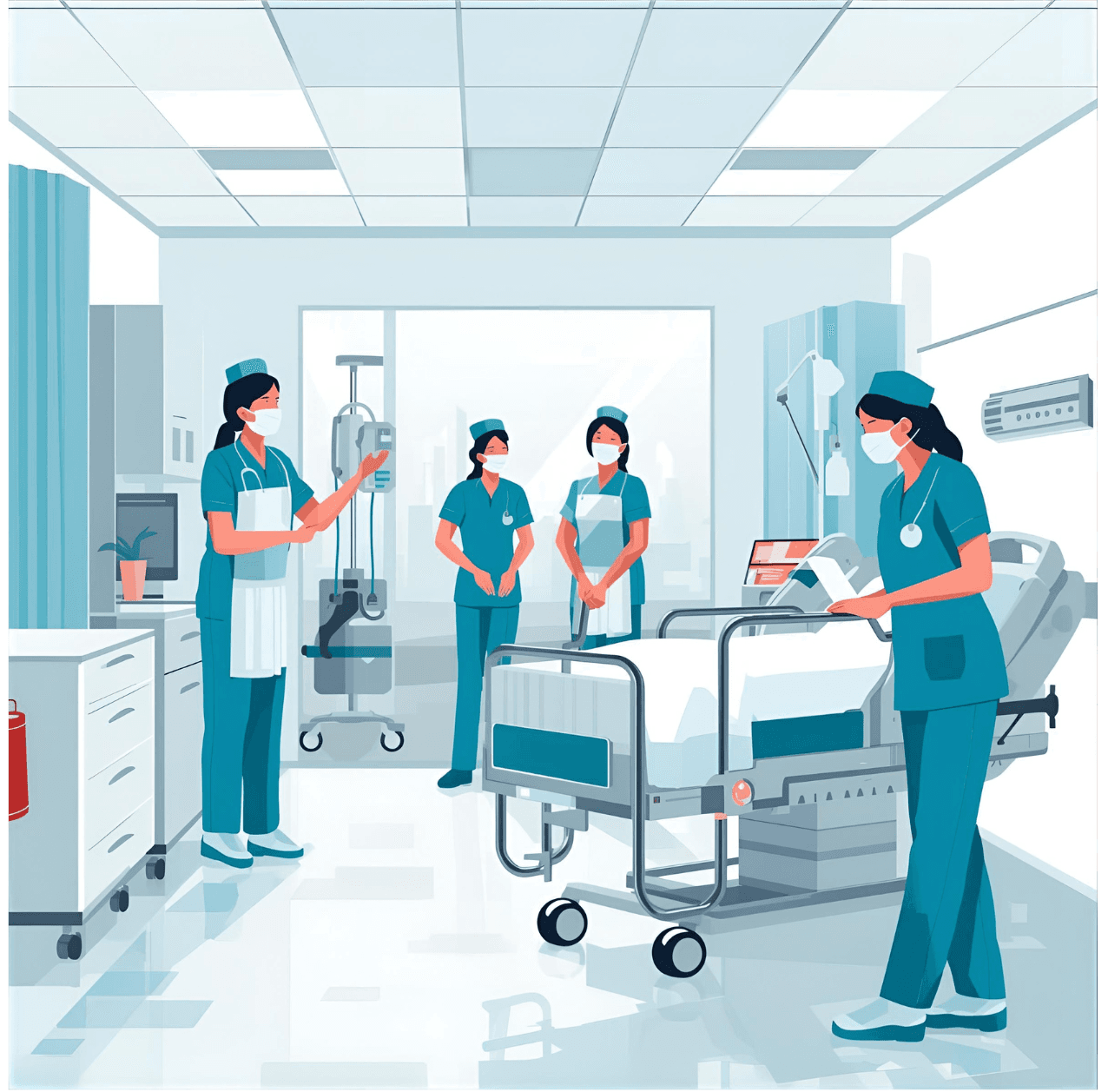 A clinical team inside a healthcare facility