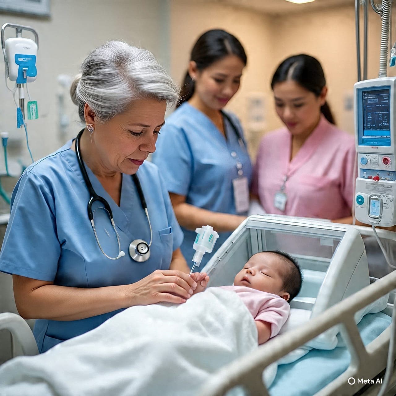 Parents receiving newborn baby care support