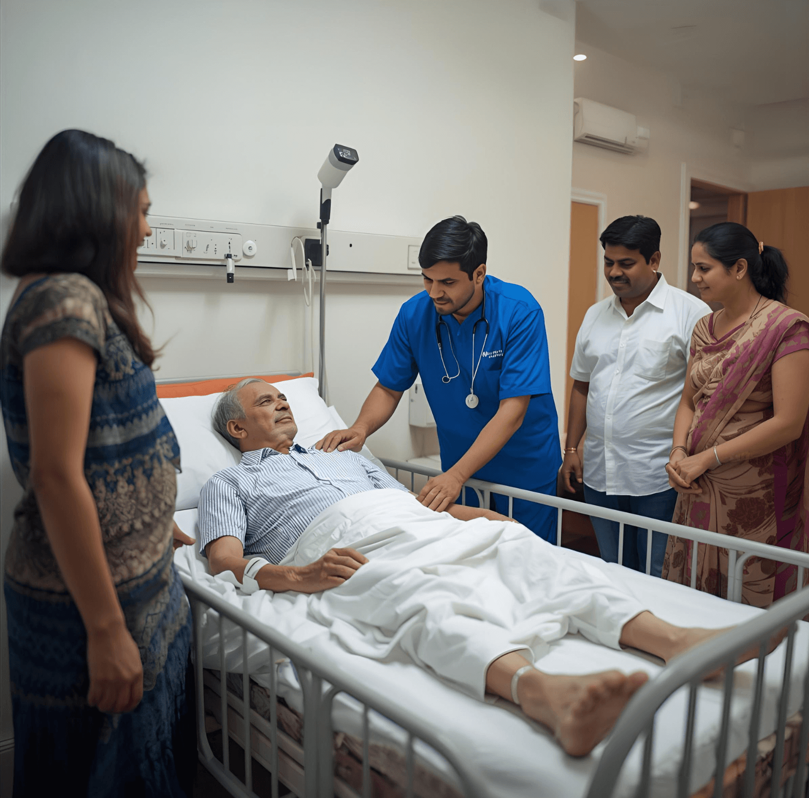 Doctor and nurse reviewing clinical homecare report