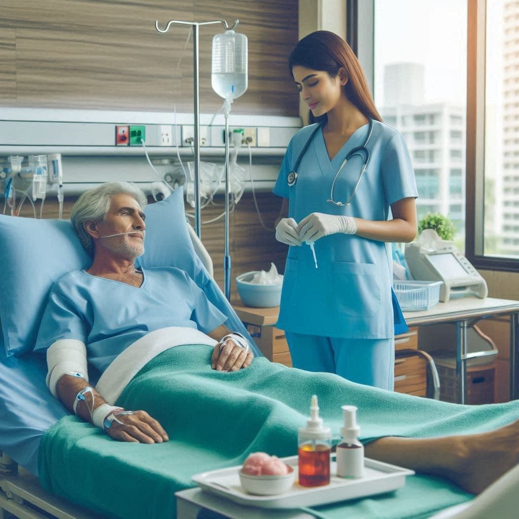 Specialty nurse assisting patient with clinical support